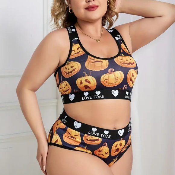 Pumpkin Plus bralette and panty pajamas set pumpkins NWT - Picture 9 of 10